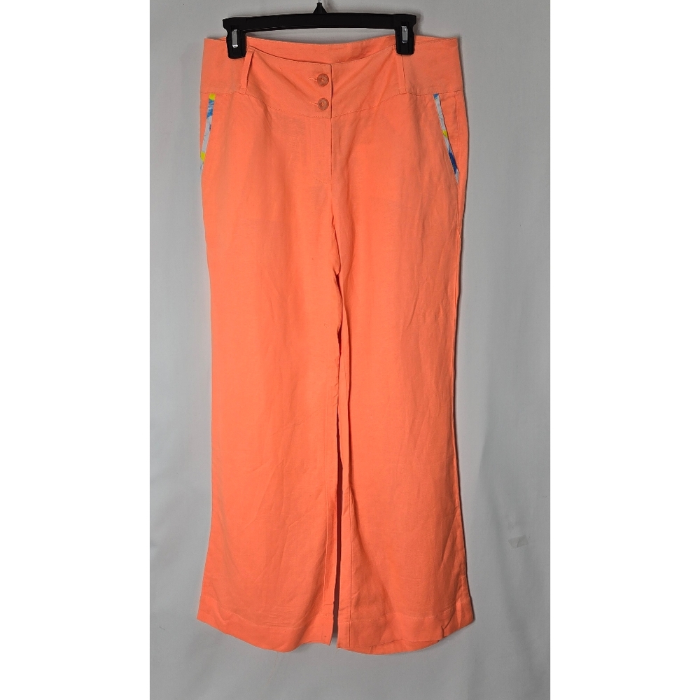 Mocha 100% Flax Melon Colored Trousers